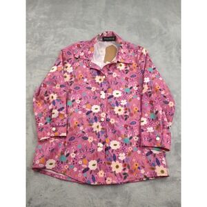 Sterling Kreek Kids Girls Floral Button Up Shirt Pink Multi Size M